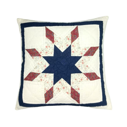 Hand made hand Quilted 16"x16" size Americana Starburst patchwork pillow ,cushion cover, Calico fabric by HOME HEART Brands(made in India)