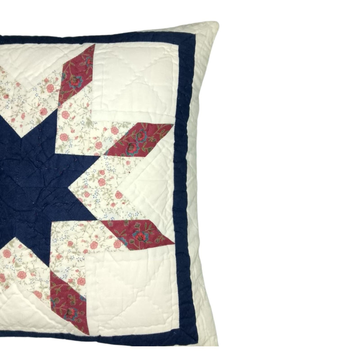 Hand made hand Quilted 16"x16" size Americana Starburst patchwork pillow ,cushion cover, Calico fabric by HOME HEART Brands(made in India)
