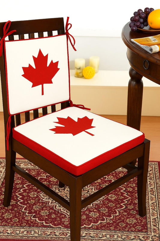 Chair Pad Maple Pride Canada Flag Duck Cotton with Zipper tapestry fabric 1.5 inch thick seat pad ties by Home Heart Brands(Made in India)