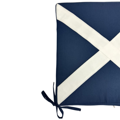 Chair Pad Scotland Flag | St. Andrew's Cross Duck Cotton with Zipper tapestry fabric 1.5 inch thick seat pad with ties by Home Heart Brands