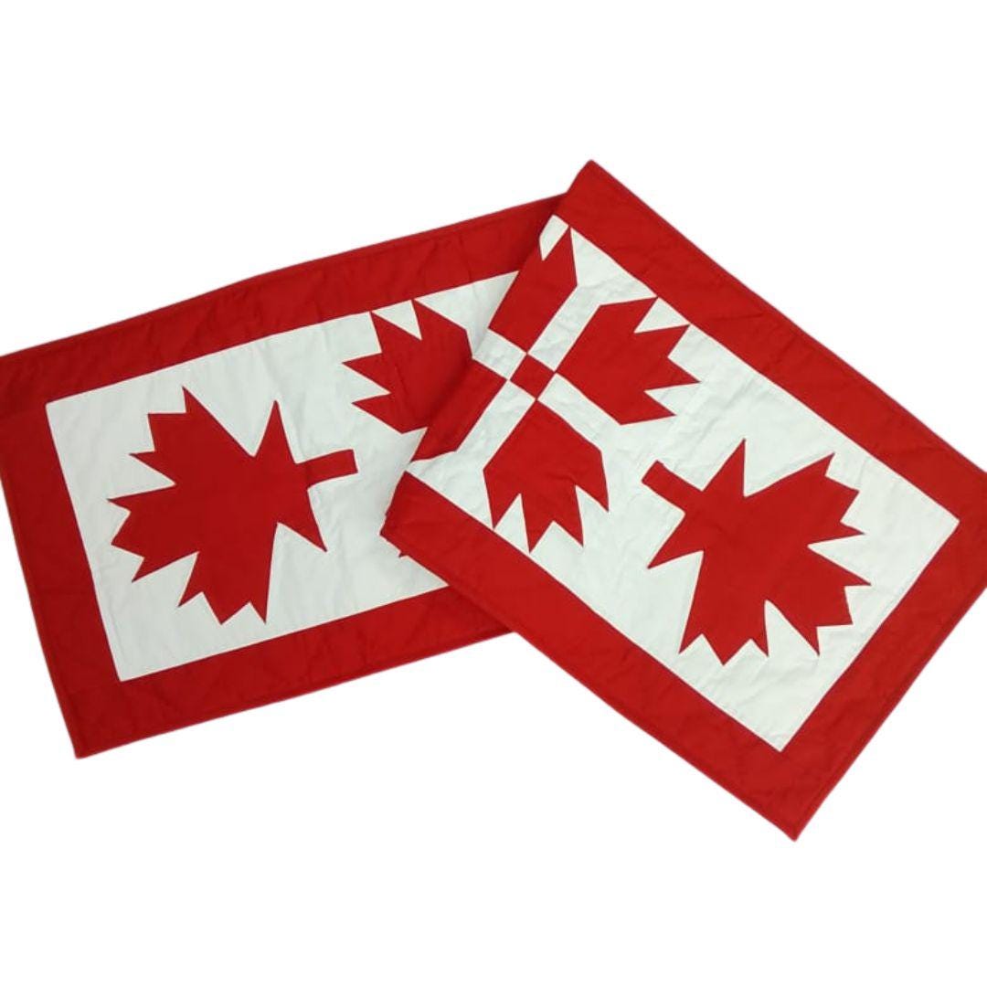 Table runner hand quilted patchwork Table Runner Toppers Canada Flag Bear Paw Quilt Cotton Handmade by HOME HEART Brands (made in INDIA)