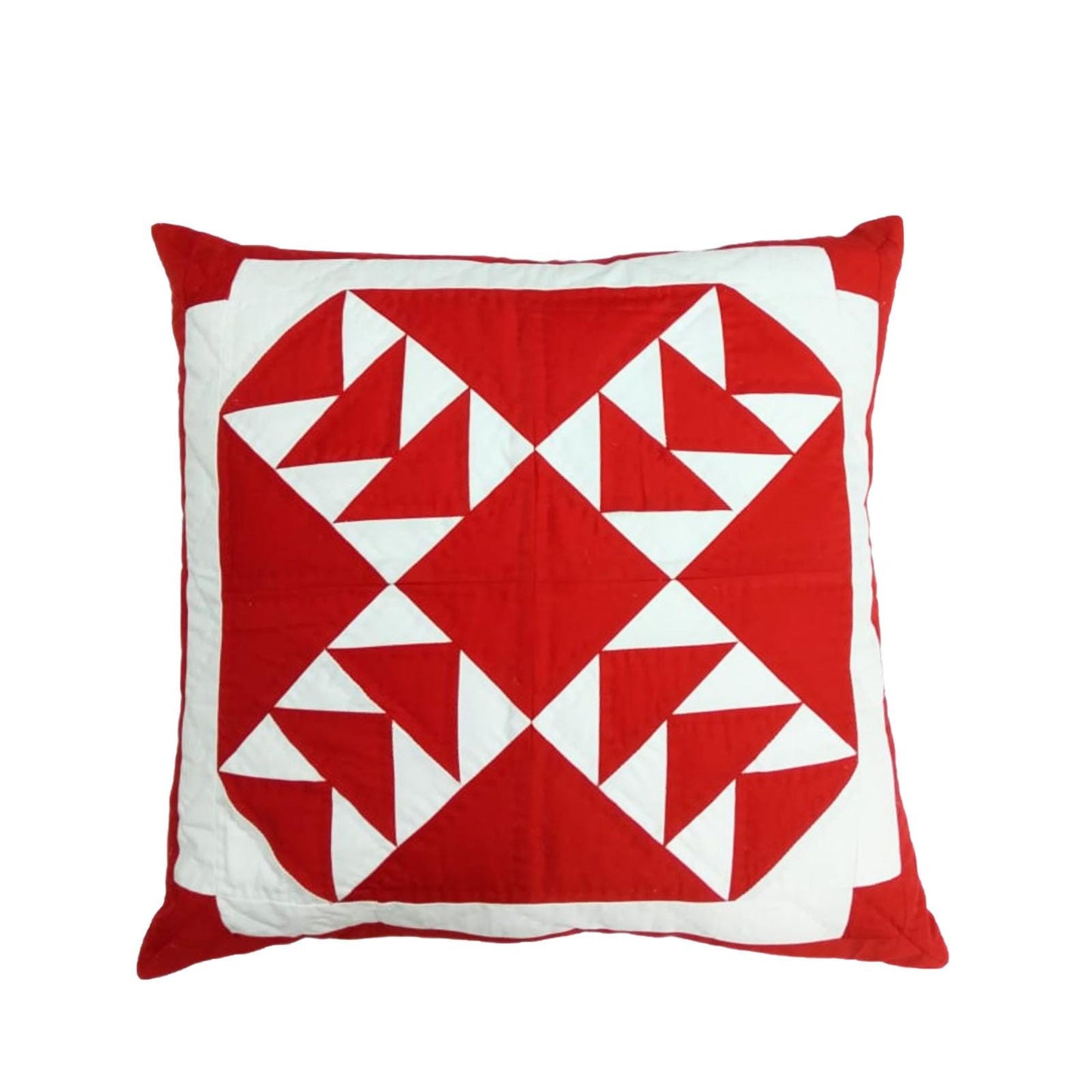 Hand made hand quilted patchwork pillow cover, cushion cover, throw pillow calico Bear paw red white by HOME HEART Brands(made in India)