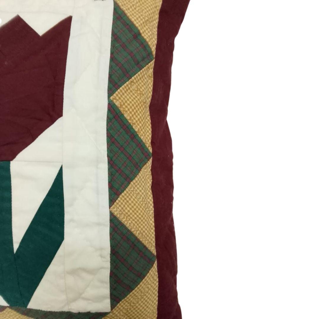 Hand mad hand Quilted TULIP patchwork pillow cover, cushion cover, throw pillow Calico burgundy ivory by HOME HEART Brands(made in India)