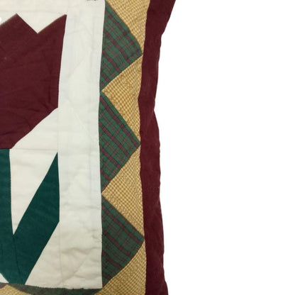 Hand mad hand Quilted TULIP patchwork pillow cover, cushion cover, throw pillow Calico burgundy ivory by HOME HEART Brands(made in India)