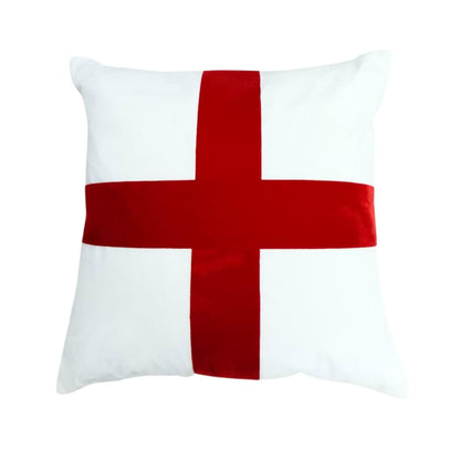 Velvet England Flag Cross Accent Cushion cover Red White pillow three layer fabric (pillow not included) by HOME HEART Brands made in India