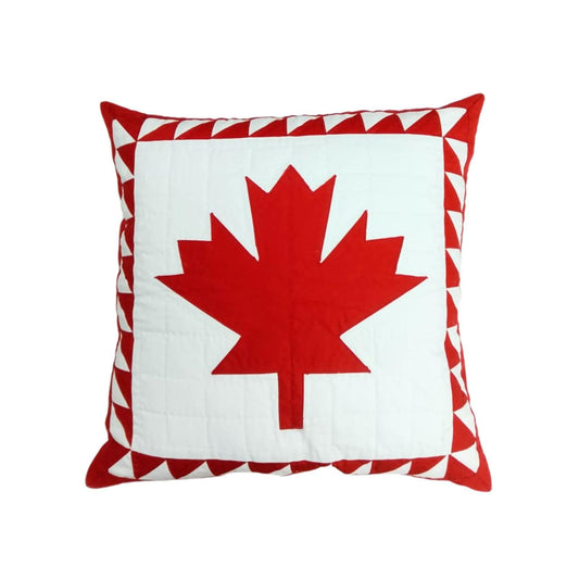 Quilted Maple Glory Quilted Pillow Cover Handcrafted Canadian Charm cushion cover Calico cotton fabric by HOME HEART Brands(made in India)