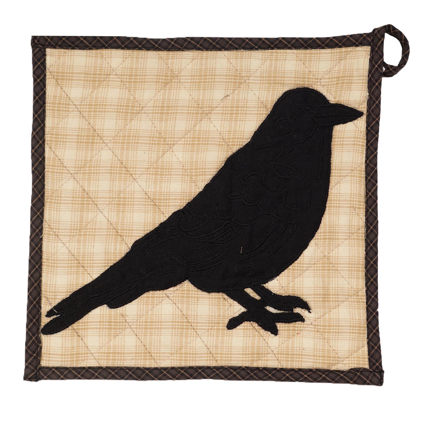 Quilted Pot Holder/Table topper/hot pads Primitive embroidered Crow Pot Holder – 9"x9" –  Kitchen Décor by HOME HEART Brands( Made in India)