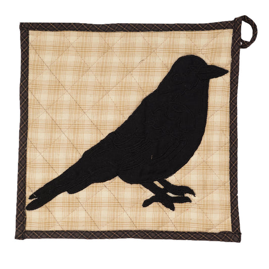 Quilted Pot Holder/Table topper/hot pads Primitive embroidered Crow Pot Holder – 9"x9" –  Kitchen Décor by HOME HEART Brands( Made in India)