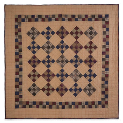 Hand made quilted calico plaid country rustic Charm Nine-Patch quilt Wall Hanging 45"x45" Cotton patchwork baby quilt by HOME HEART Brands