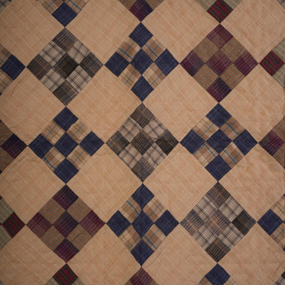 Hand made quilted calico plaid country rustic Charm Nine-Patch quilt Wall Hanging 45"x45" Cotton patchwork baby quilt by HOME HEART Brands