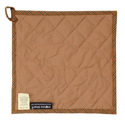 Quilted Pot Holder/Table topper/hot pads Rustic Moose Quilted Pot Holder – 9"x9" Lodge Kitchen Decor  by HOME HEART Brands( Made in India)