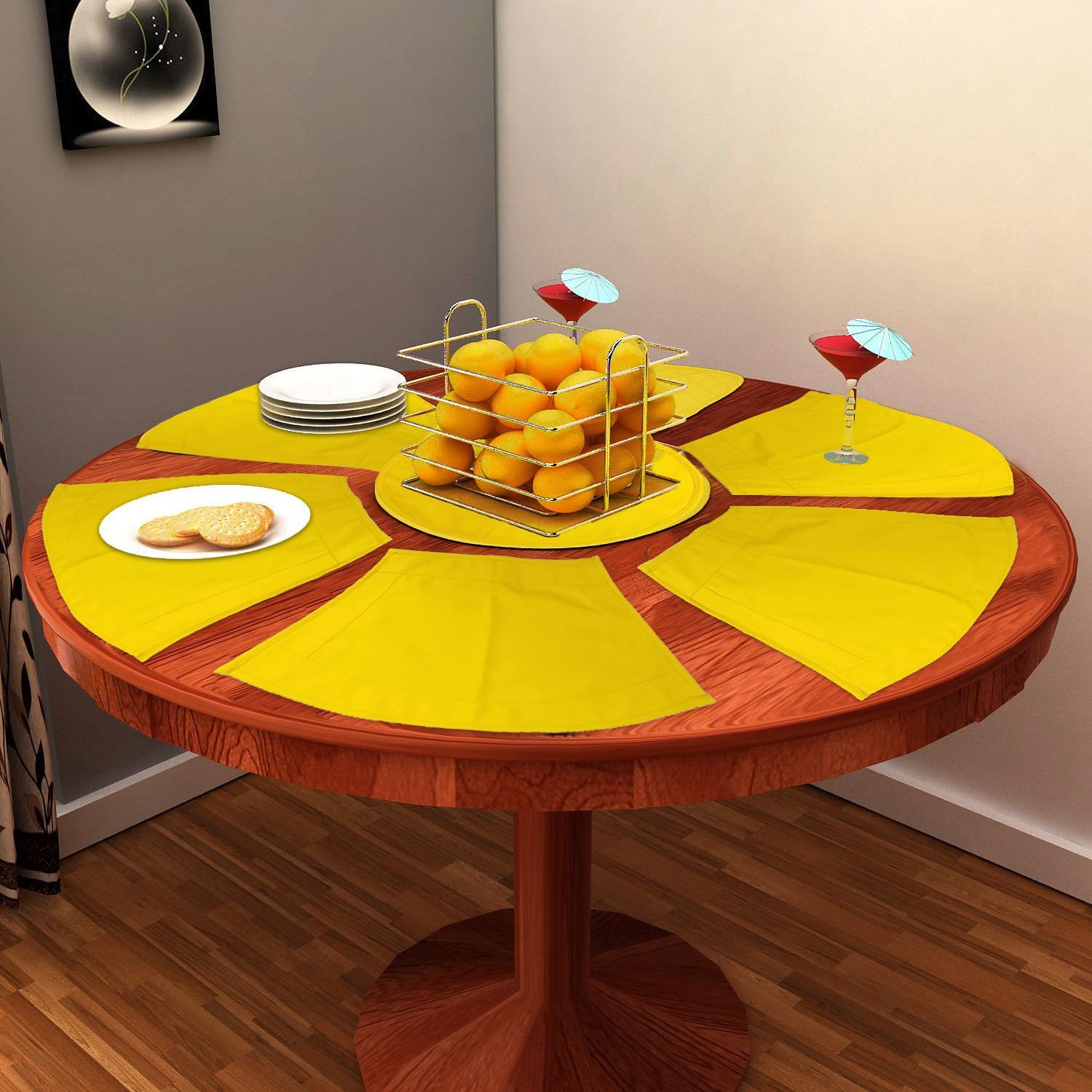 Wedge placemat, Trivet, table mat yellow Sunny Citrus Duck Cotton sturdy Canvas 10oz(310 gsm) by HOME HEART Brands( Made in India)