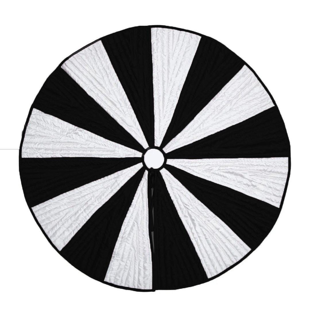 Christmas tree skirt black & white faux silk Holiday Pinwheel Patchwork and intricate quilting thick  tree skirt by HOME HEART Brands