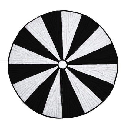Christmas tree skirt black & white faux silk Holiday Pinwheel Patchwork and intricate quilting thick  tree skirt by HOME HEART Brands
