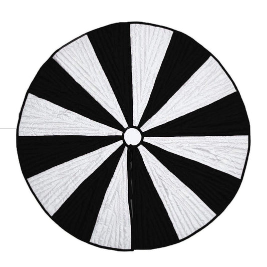 Christmas tree skirt black & white faux silk Holiday Pinwheel Patchwork and intricate quilting thick tree skirt by HOME HEART Brands