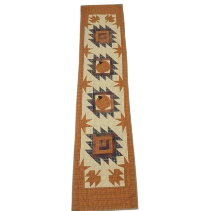 Hand Quilted Pumpkin Patch Table Runner: Rustic Fall Decor 16x72