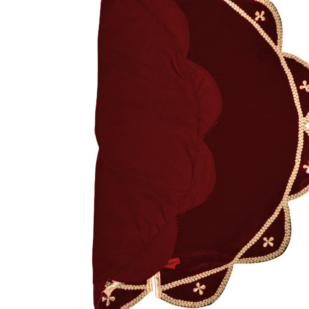 Christmas Tree Skirt Velvet Starburst Skirt handcrafted burgundy wine Velvet, stone work double Layer  by HOME HEART Brands(Made in India)