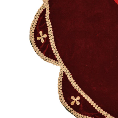 Christmas Tree Skirt Velvet Starburst Skirt handcrafted burgundy wine Velvet, stone work double Layer  by HOME HEART Brands(Made in India)