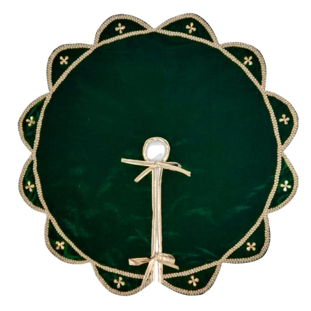 Christmas Tree Skirt Velvet Starburst Skirt handcrafted green Velvet, stone work double Layer by HOME HEART Brands(Made in India)