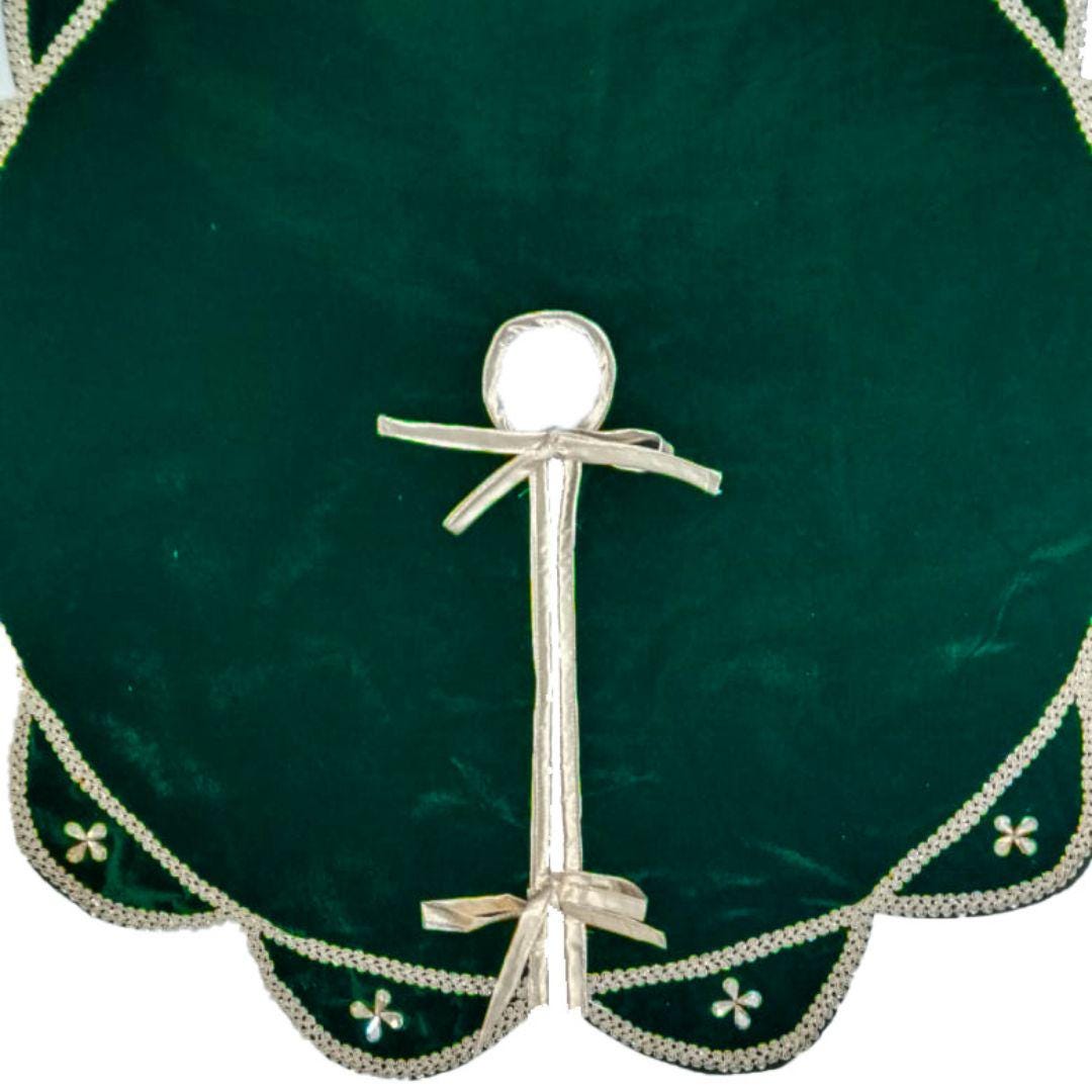 Christmas Tree Skirt Velvet Starburst Skirt handcrafted green Velvet, stone work double Layer by HOME HEART Brands(Made in India)