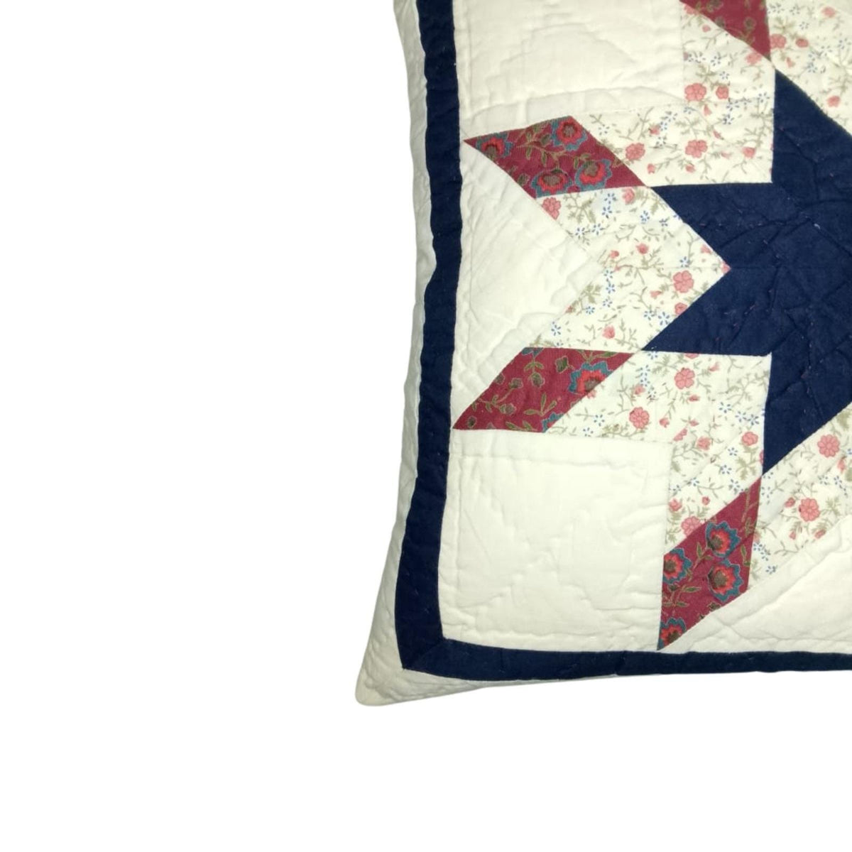 Hand made hand Quilted 16"x16" size Americana Starburst patchwork pillow ,cushion cover, Calico fabric by HOME HEART Brands(made in India)