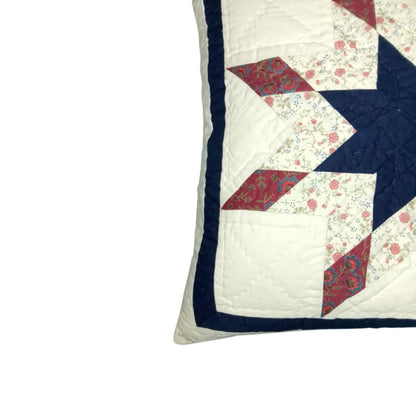 Hand made hand Quilted 16"x16" size Americana Starburst patchwork pillow ,cushion cover, Calico fabric by HOME HEART Brands(made in India)