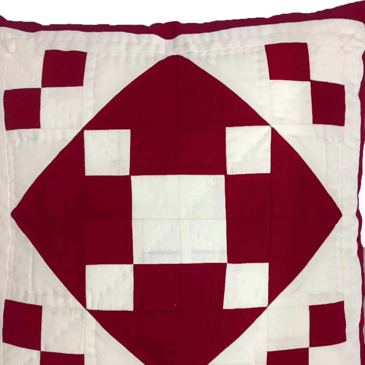 Hand made hand quilted Holiday Diamond Square patchwork pillow, cushion cover, calico burgundy red by HOME HEART Brands(made in India)