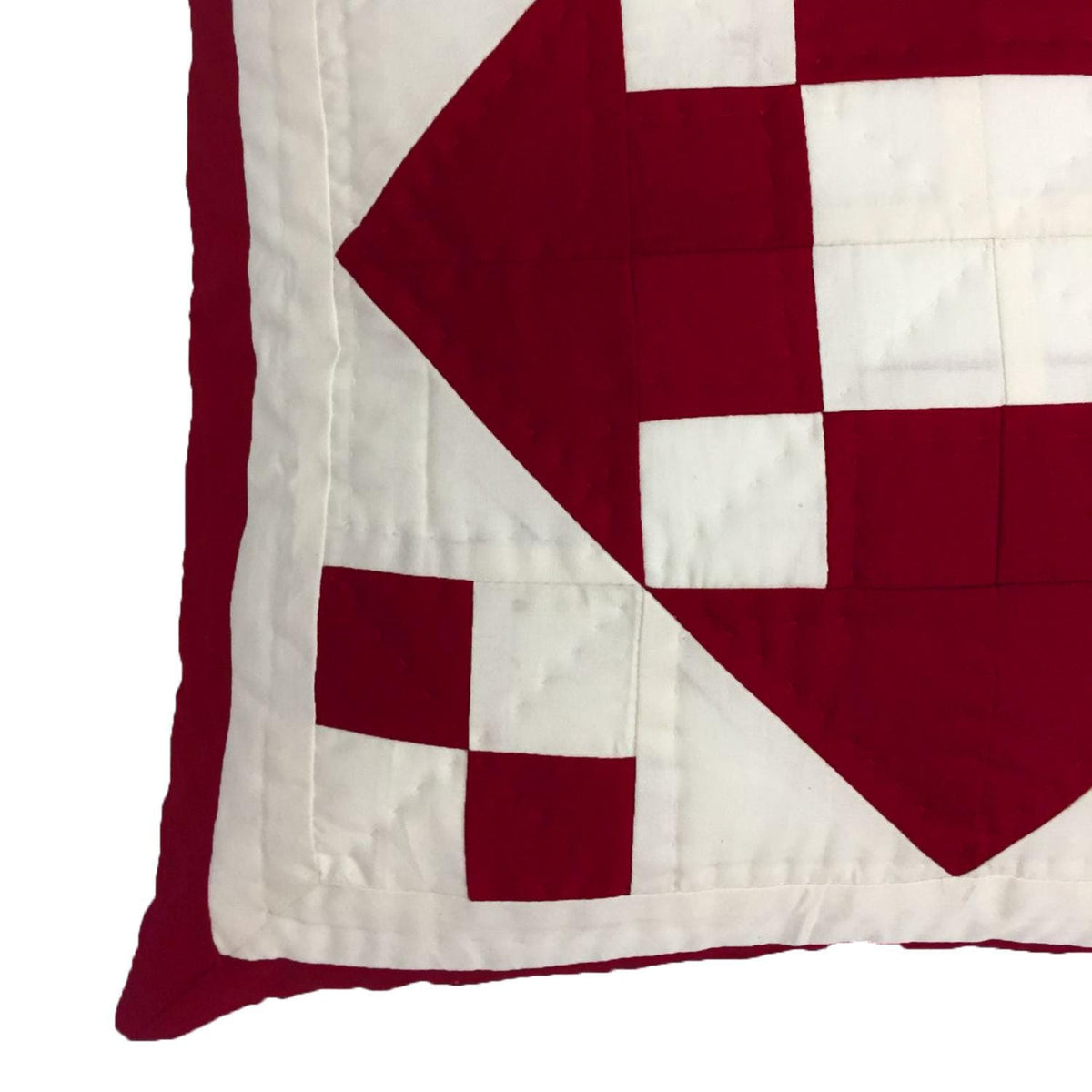 Hand made hand quilted Holiday Diamond Square patchwork pillow, cushion cover, calico burgundy red by HOME HEART Brands(made in India)