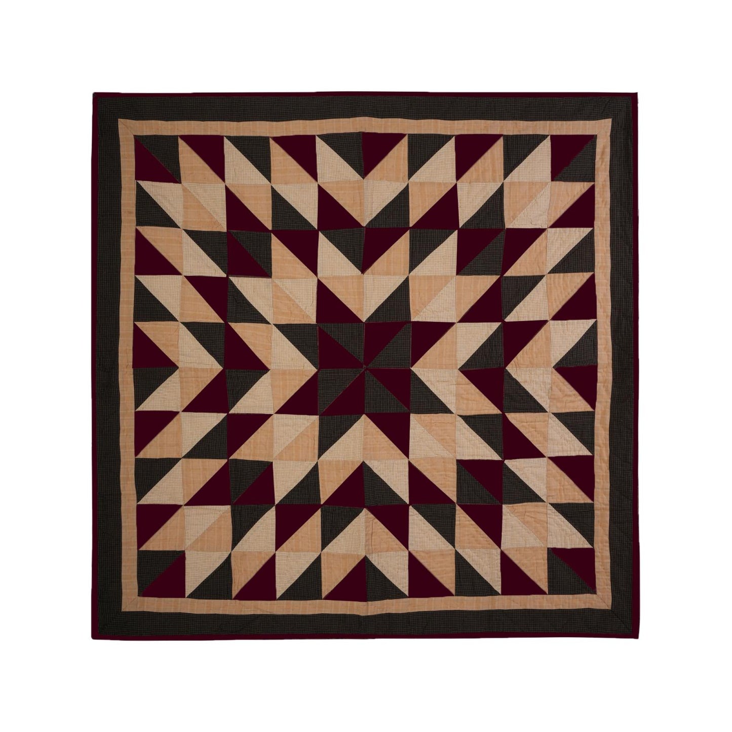 Hand made Hand quilted Throw Quilt, Table Toppers 44"x44"  primitive Broken star patchwork Cotton quilt by Home Heart brands (Made in India)