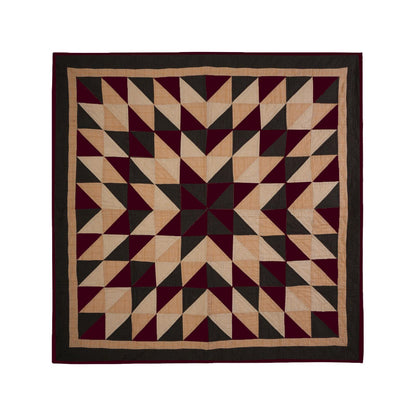 Hand made Hand quilted Throw Quilt, Table Toppers 44"x44"  primitive Broken star patchwork Cotton quilt by Home Heart brands (Made in India)