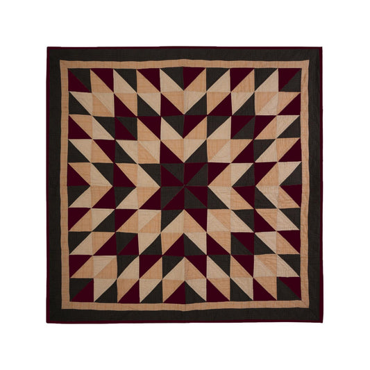 Hand made Hand quilted Throw Quilt, Table Toppers 44"x44"  primitive Broken star patchwork Cotton quilt by Home Heart brands (Made in India)