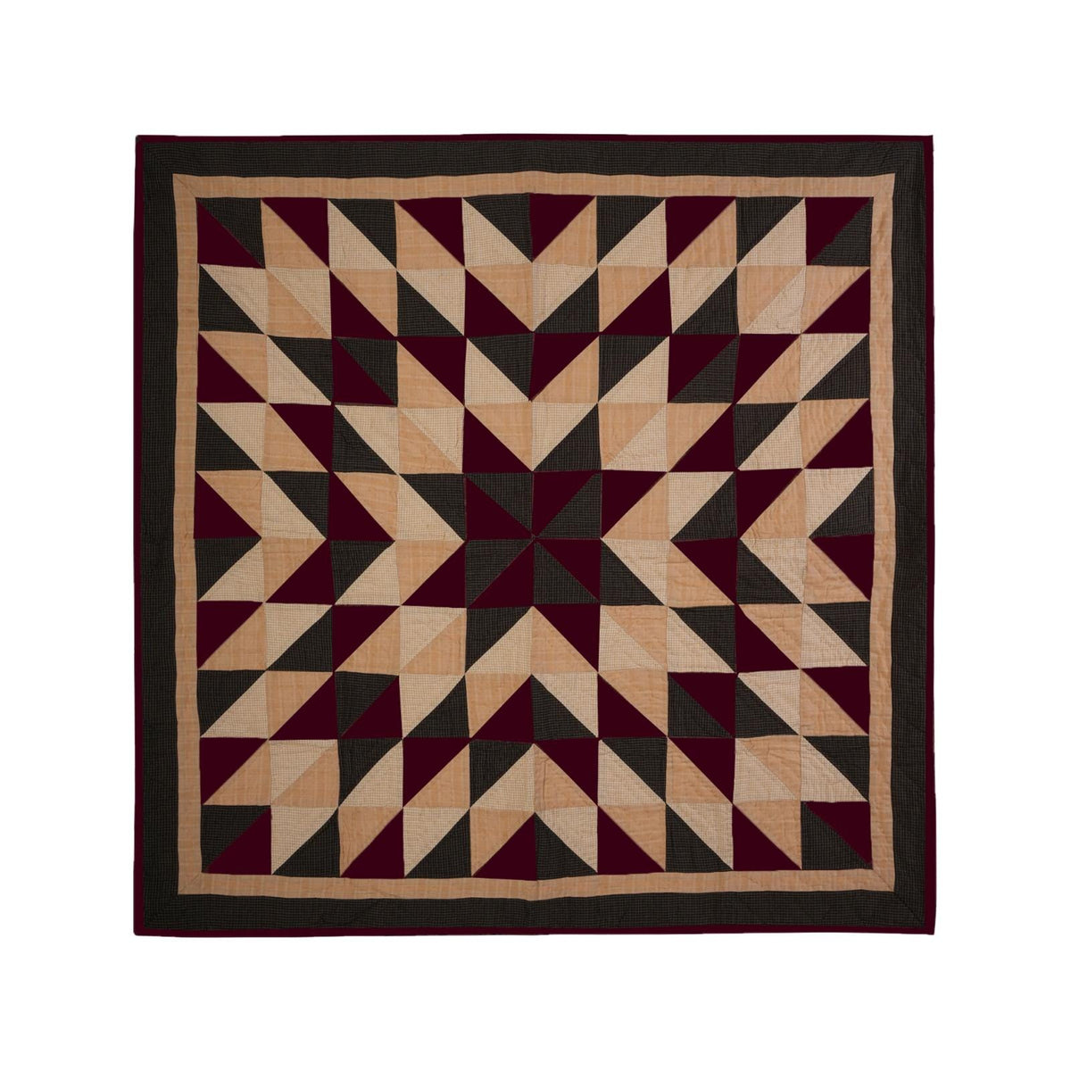 Hand made Hand quilted Throw Quilt, Table Toppers 44"x44" primitive Broken star patchwork Cotton quilt by Home Heart brands (Made in India)