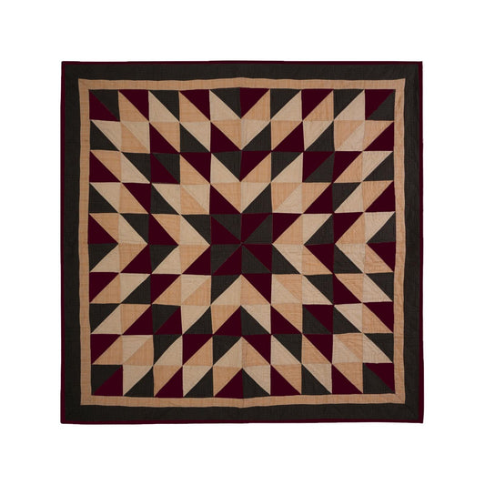 Hand made Hand quilted Throw Quilt, Table Toppers 44"x44" primitive Broken star patchwork Cotton quilt by Home Heart brands (Made in India)