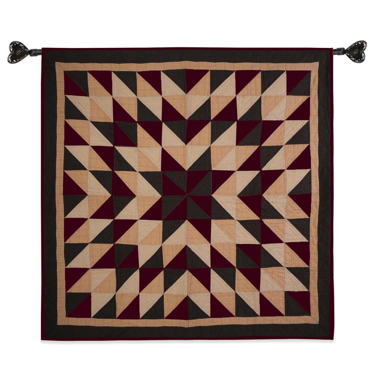 Hand made Hand quilted Throw Quilt, Table Toppers 44"x44"  primitive Broken star patchwork Cotton quilt by Home Heart brands (Made in India)