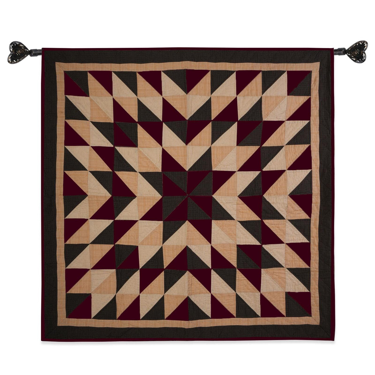 Hand made Hand quilted Throw Quilt, Table Toppers 44"x44" primitive Broken star patchwork Cotton quilt by Home Heart brands (Made in India)