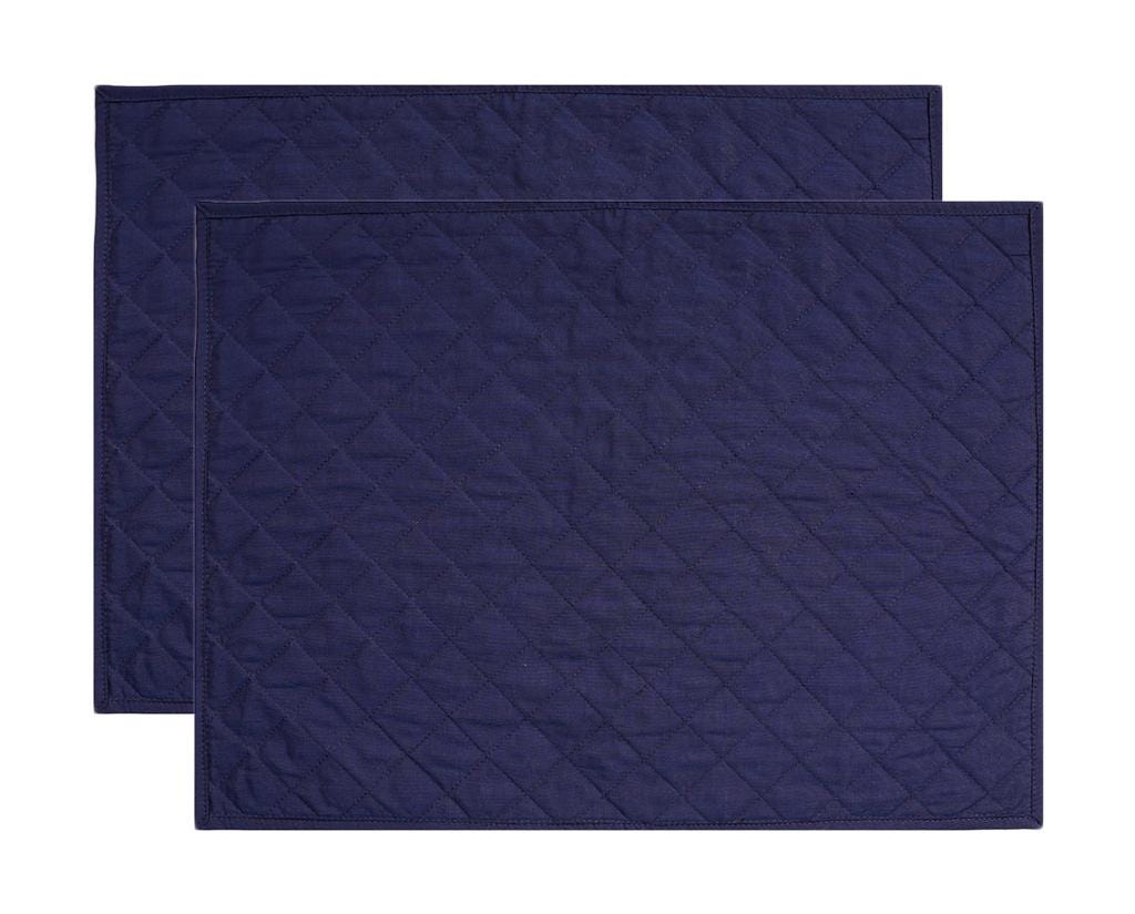 Quilted placemat table mat Navy blue 100% cotton chambray 14"X19" by HOME HEART Brands (made in INDIA)