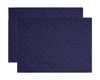 Quilted placemat table mat Navy blue 100% cotton chambray 14"X19" by HOME HEART Brands (made in INDIA)