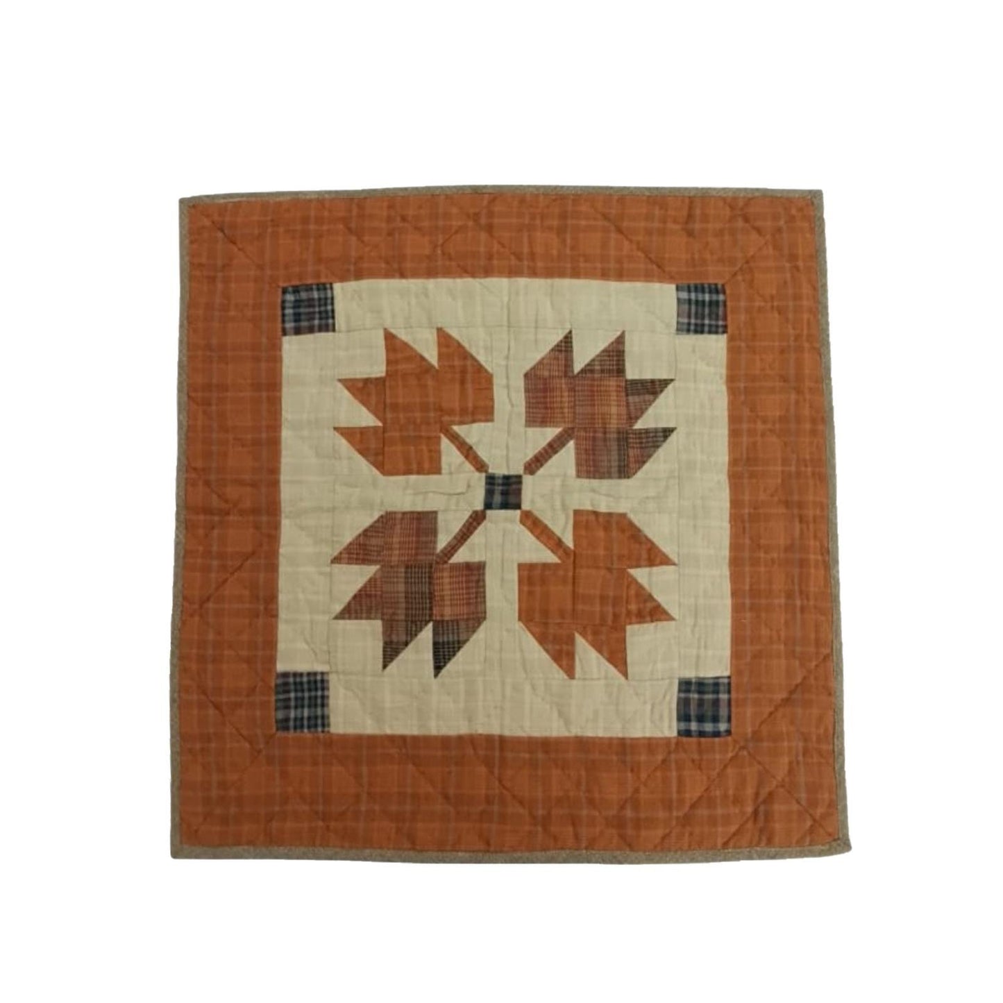 Hand made hand quilted quilt, table accent piece, Table topper Autumn leaves plaid fall quilt Cotton Heirloom Quality by HOME HEART Brands