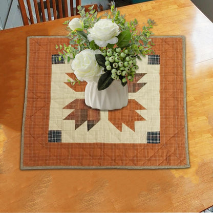 Hand made hand quilted quilt, table accent piece, Table topper Autumn leaves plaid fall quilt Cotton Heirloom Quality by HOME HEART Brands