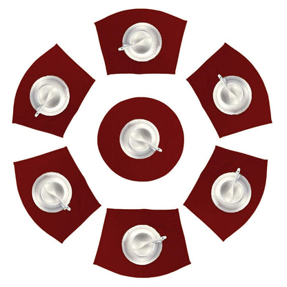 Wedge  placemat, Trivet, table mat Burgundy Fan-Shaped Wedge Duck Cotton sturdy Canvas  10oz(310 gsm)  by HOME HEART Brands( Made in India)