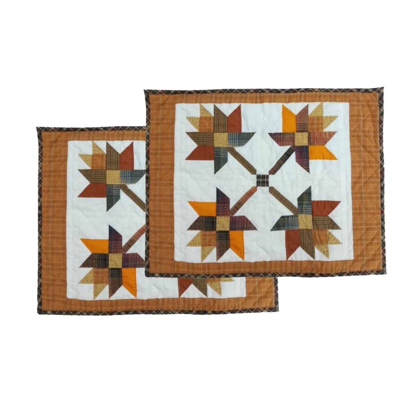 Hand made hand quilted crafted placemats, tablemats, table topper, patchwork Autumn leaves 14"X19" by HOME HEART Brands (Made in India)