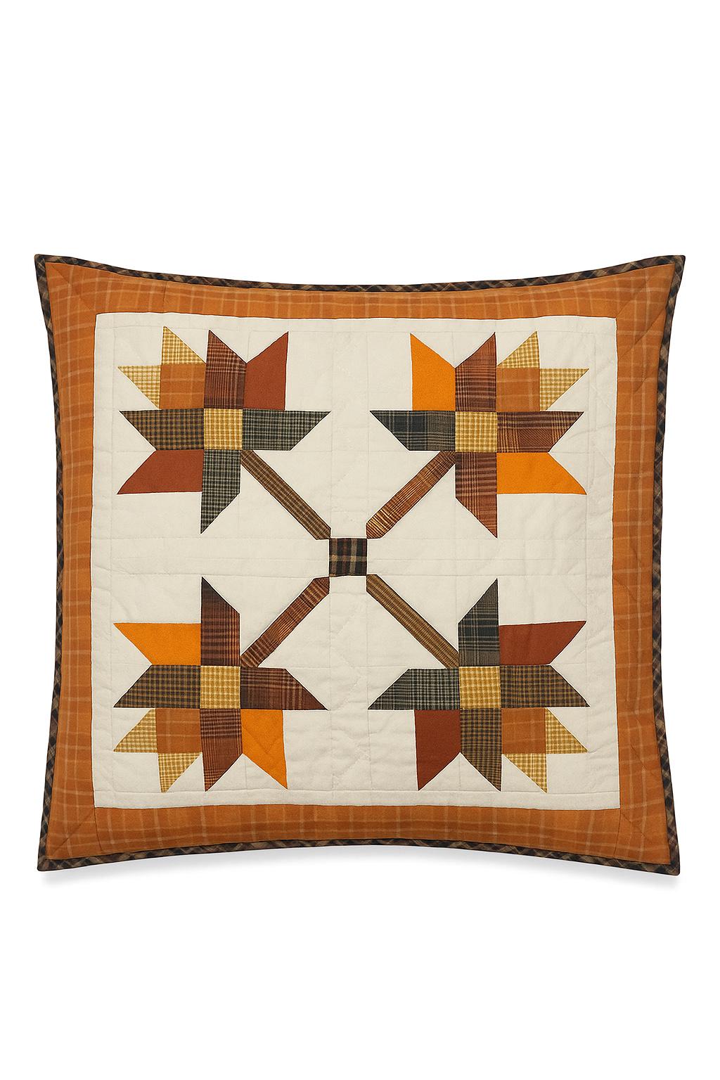 Hand made hand Quilted Autumn leaves patchwork pillow cover, cushion cover, pillow Calico  fabric by HOME HEART Brands(made in India)