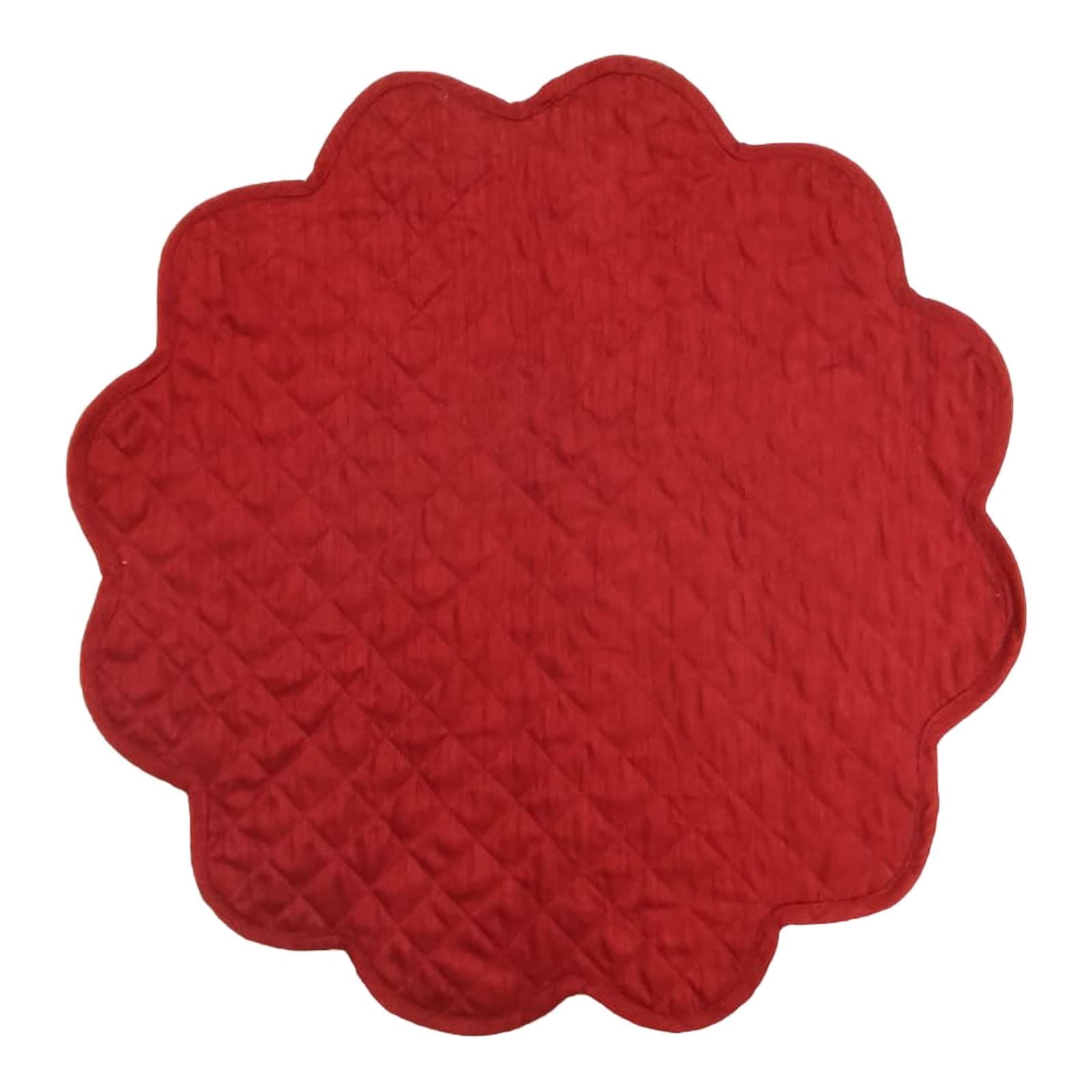 Dupioni Silk Burgundy Reversible Quilted Scalloped round Placemat – 15 Inch placemat & Table toppers by HOME HEART Brands