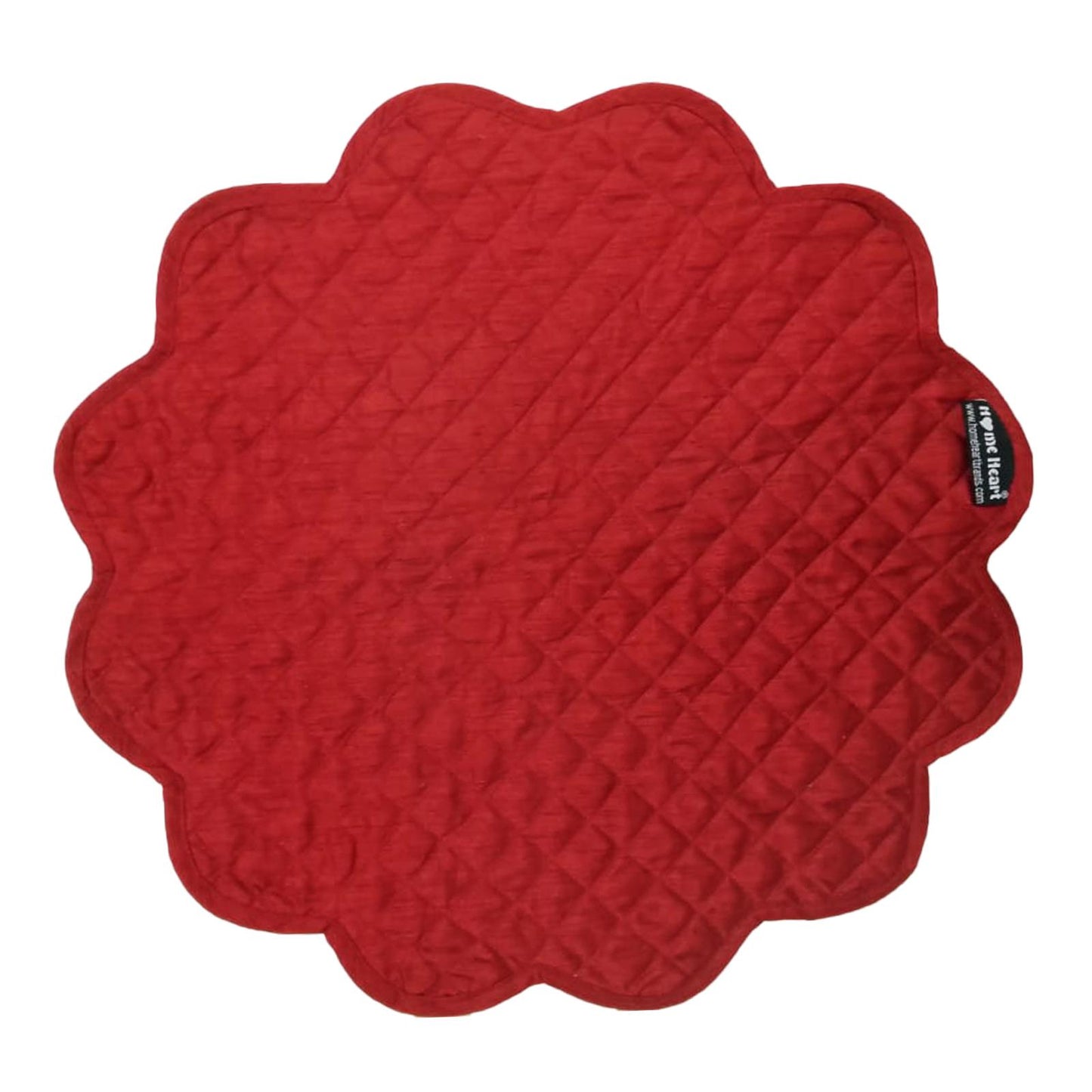 Dupioni Silk Burgundy Reversible Quilted Scalloped round Placemat – 15 Inch placemat & Table toppers by HOME HEART Brands