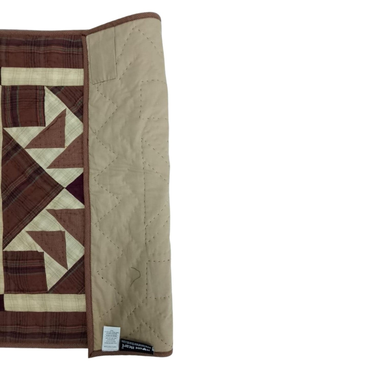 Hand made Hand quilted Wall hanging Quilt,Table Topper 19"x19" Primitive flying geese Burgundy plaid by Home Heart brands (Made in India)