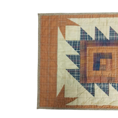 Hand made hand quilted craft placemat, tablemat, table topper, patchwork Autumn log cabin plaid 14"X19" by HOME HEART Brands (Made in India)