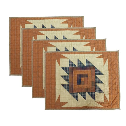 Hand made hand quilted craft placemat, tablemat, table topper, patchwork Autumn log cabin plaid 14"X19" by HOME HEART Brands (Made in India)