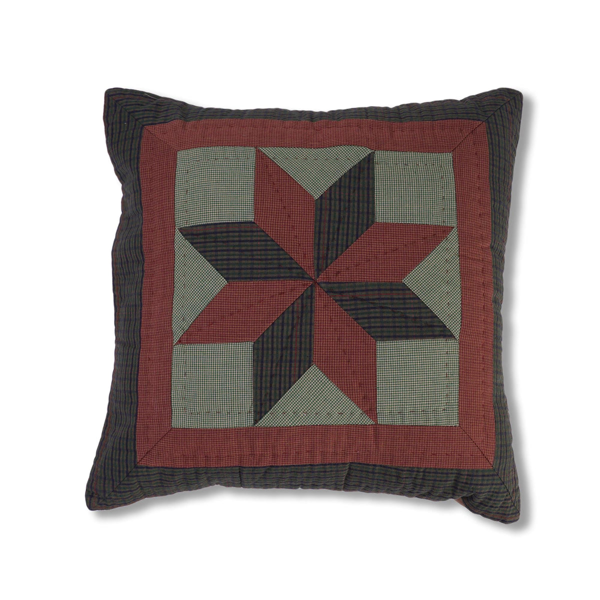 Quilted patchwork 16"x16" pillow cover, cushion cover, decorative throw pillow winter berry star plaid by HOME HEART Brands(made in India)
