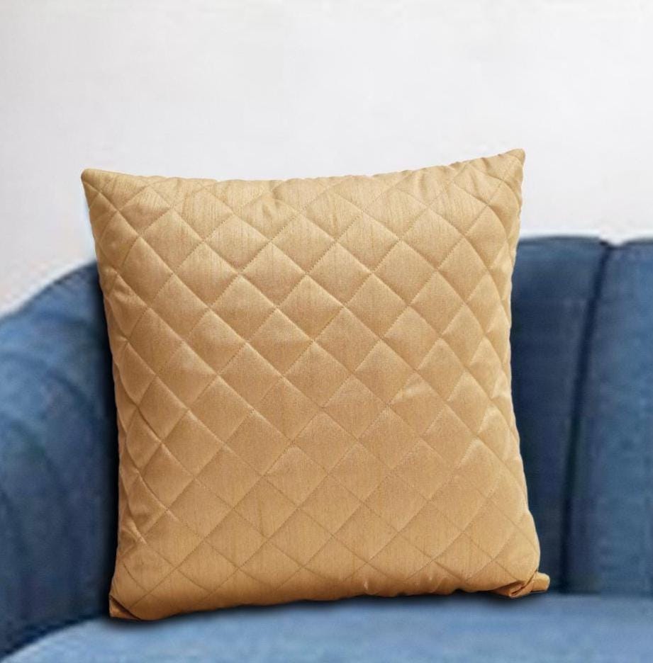 Dupioni Silk faux quilted beige Cushion Covers Throw Pillow, Zipper Closure, Accent Pillow Decorative pillow by HOME HEART Brands.