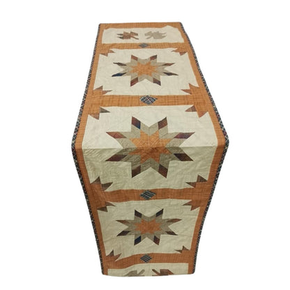 Table Runner Autumn star leaves Patchwork runner Hand Quilted on plaid fabric without batting 16x75 inch by HOME HEART Brands(Made India)